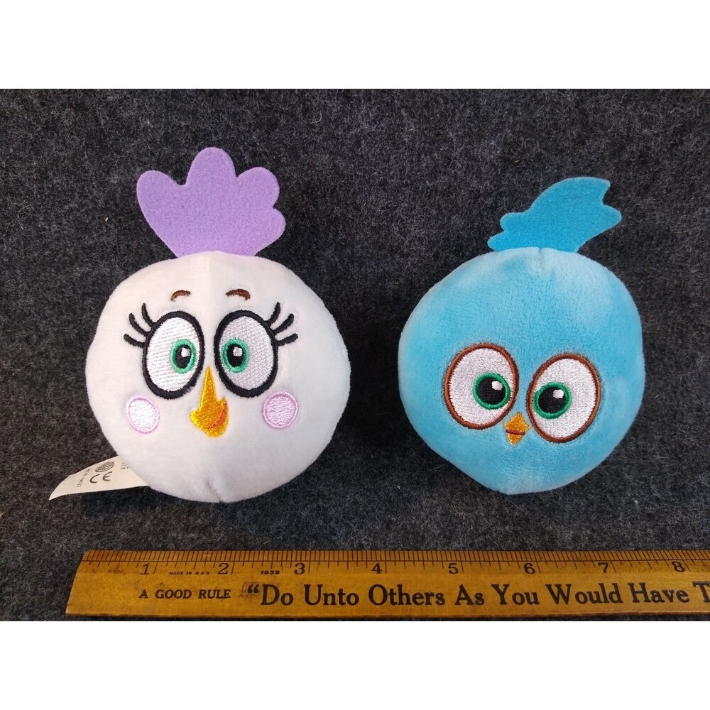 2 Angry Birds Burger King White Matilda Jake Blue Plush Mini Toy Stuffed Animals - Picture 2 of 8